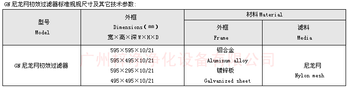 尼龍網過濾器技術參數